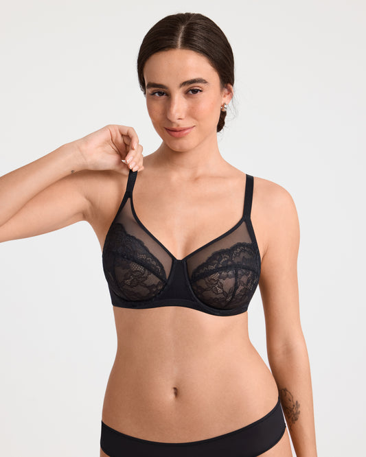 Full Coverage Underwire Mesh Lace Bra