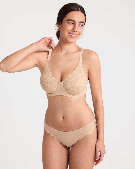 Full Coverage Underwire Mesh Lace Bra