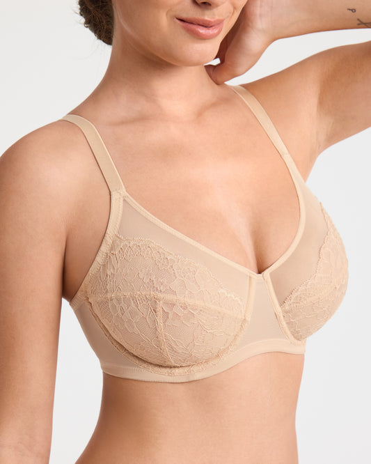 Full Coverage Underwire Mesh Lace Bra