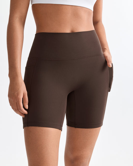 No Front Seam Shorts with Pockets 6''