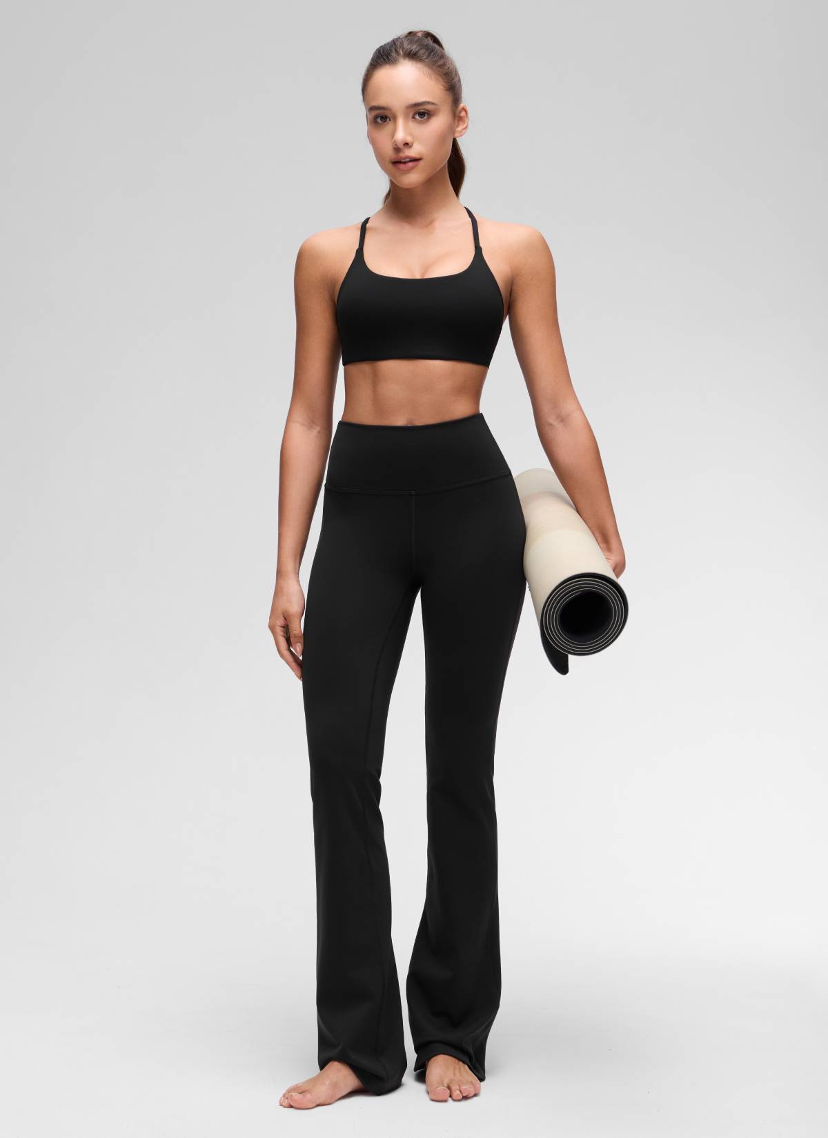 Yoga Scoop Neck Twist Cross Back Sport Bra Black