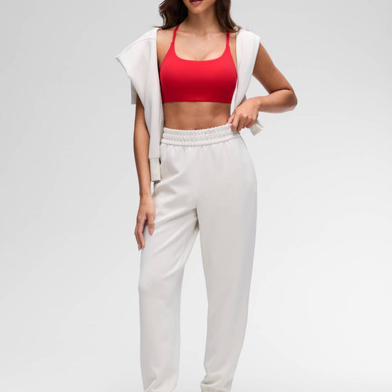 Yoga Scoop Neck Twist Cross Back Sport Bra Aurora Red