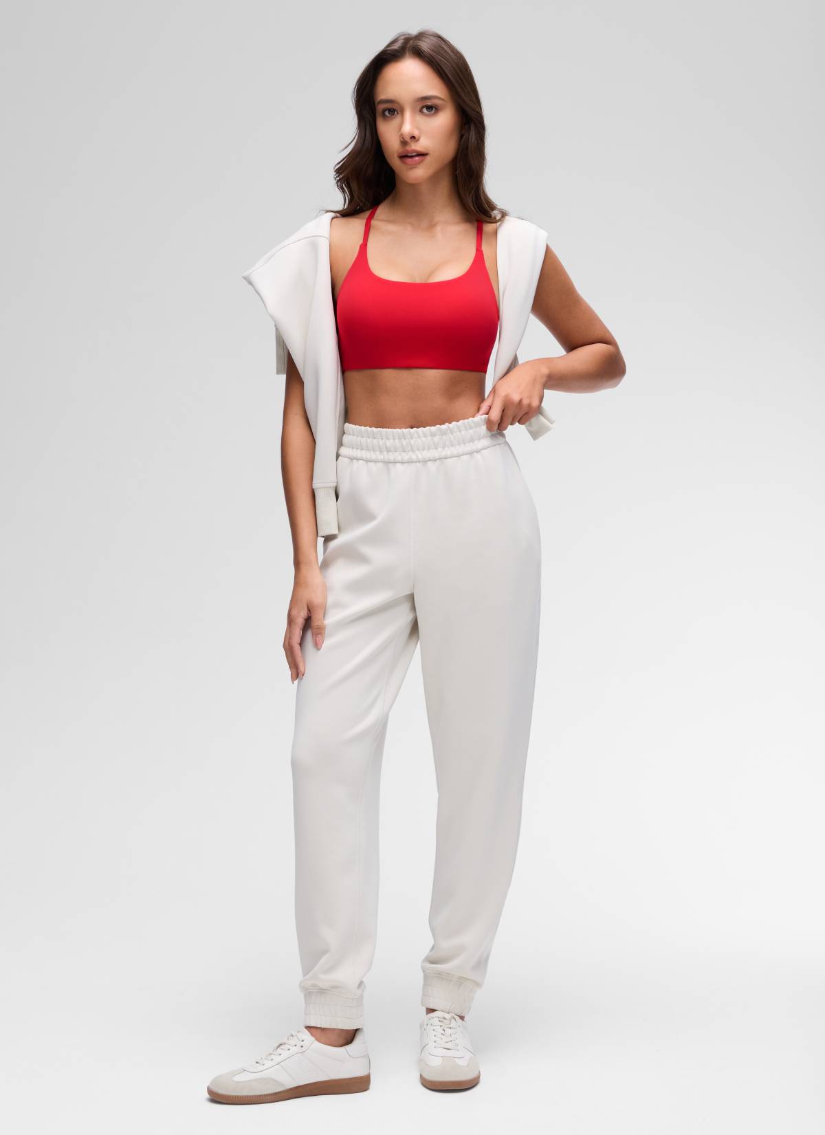 Yoga Scoop Neck Twist Cross Back Sport Bra Aurora Red