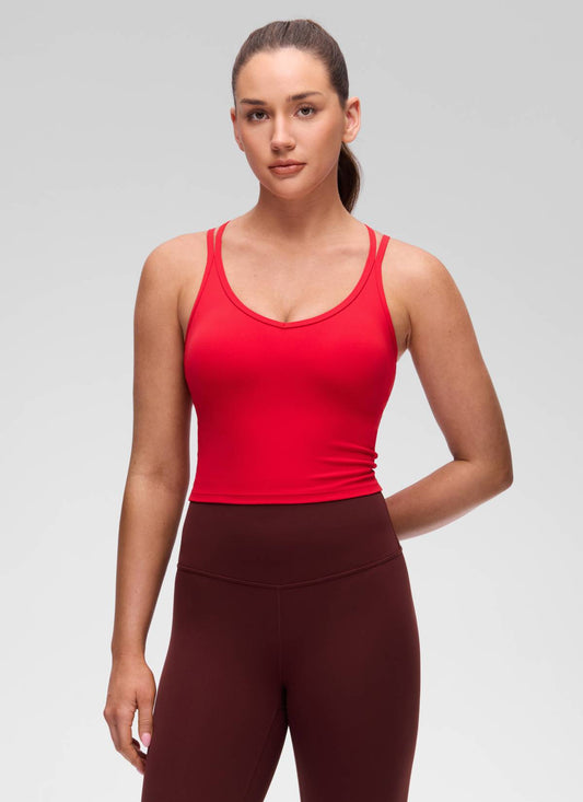 V Neck Cross Back Longline Sports Bra