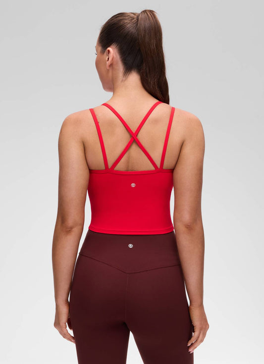 V Neck Cross Back Longline Sports Bra