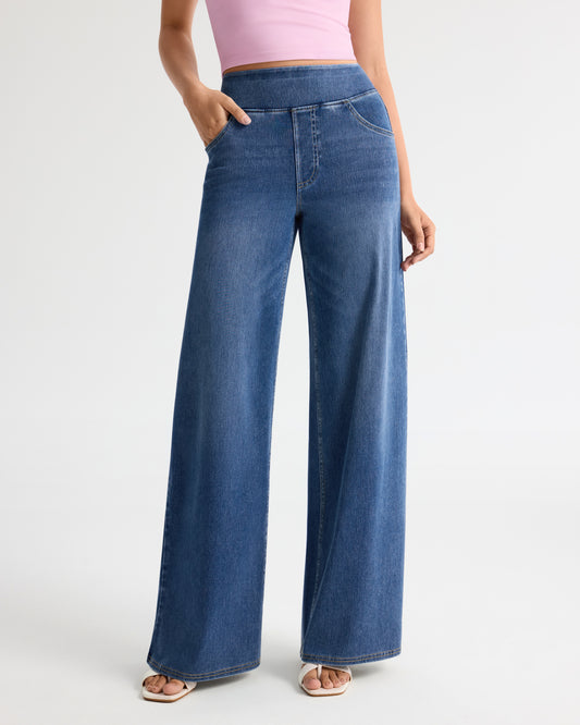 High Waist Stretch Wide Leg Jeans - Tall