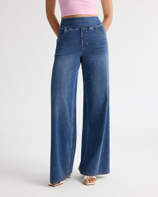 High Waist Stretch Wide Leg Jeans - Tall