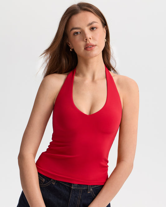 Basic Stretchy Halter Crop Top