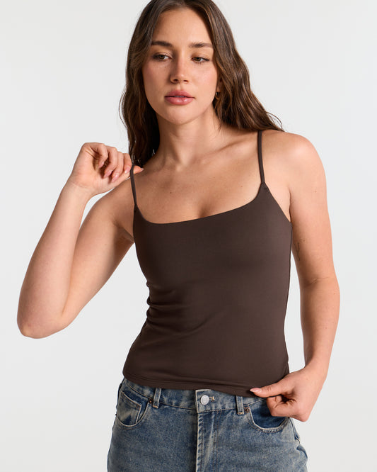 Spaghetti Straps Double Layer Crop Cami