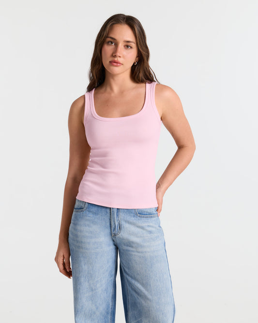 Ribbed U Neck Fitted Tank