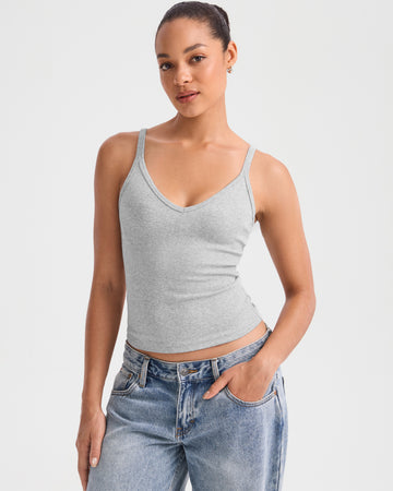 Ribbed V Neck Spaghetti Cami