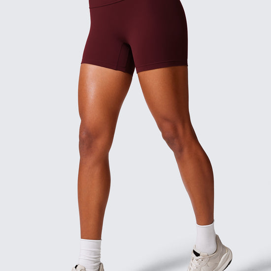 Scrunch Butt Atheletic Workout Biker Shorts Red Merlot