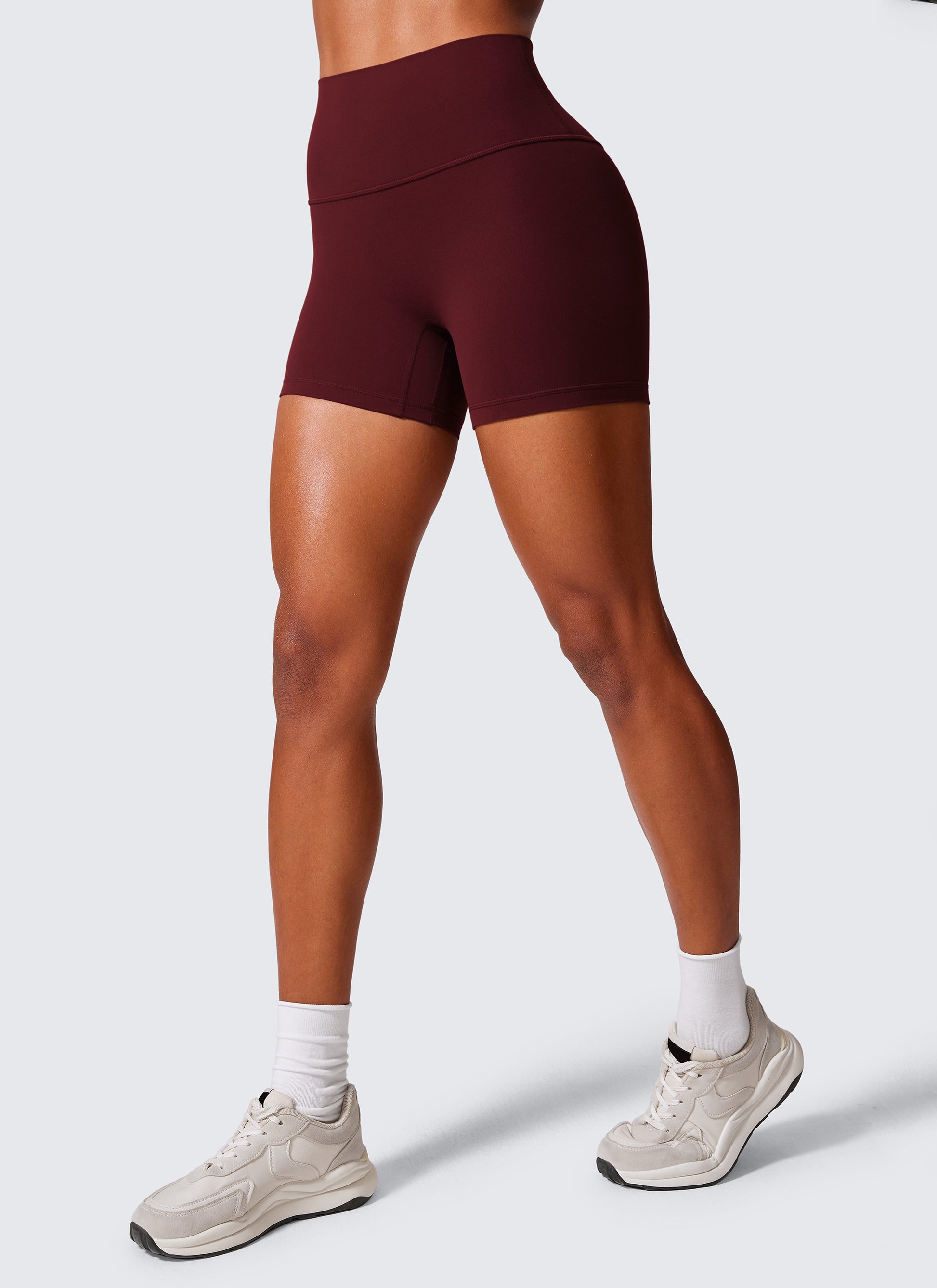 Scrunch Butt Atheletic Workout Biker Shorts Red Merlot