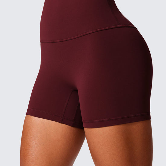 Scrunch Butt Atheletic Workout Biker Shorts Red Merlot