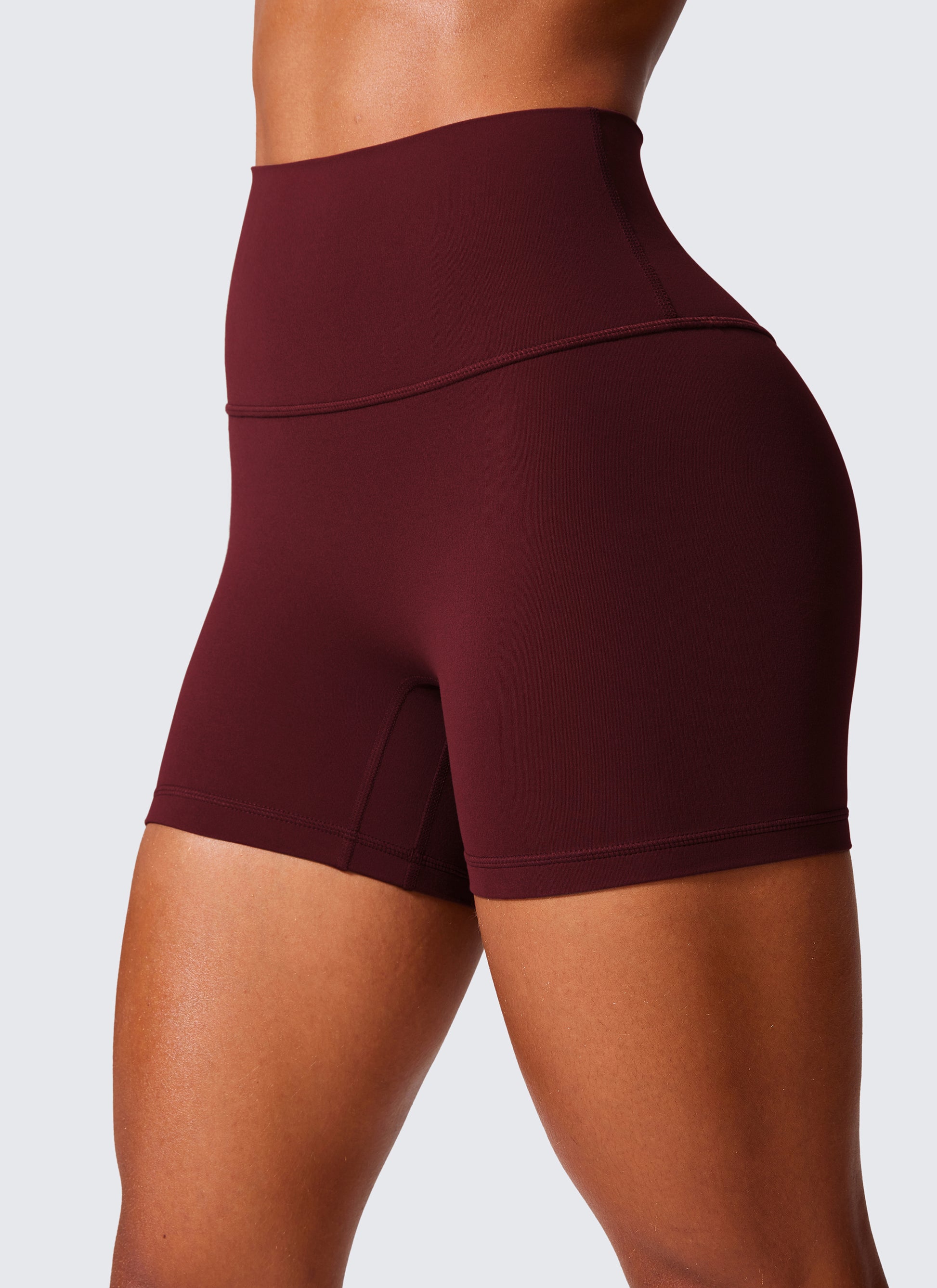 Scrunch Butt Atheletic Workout Biker Shorts Red Merlot