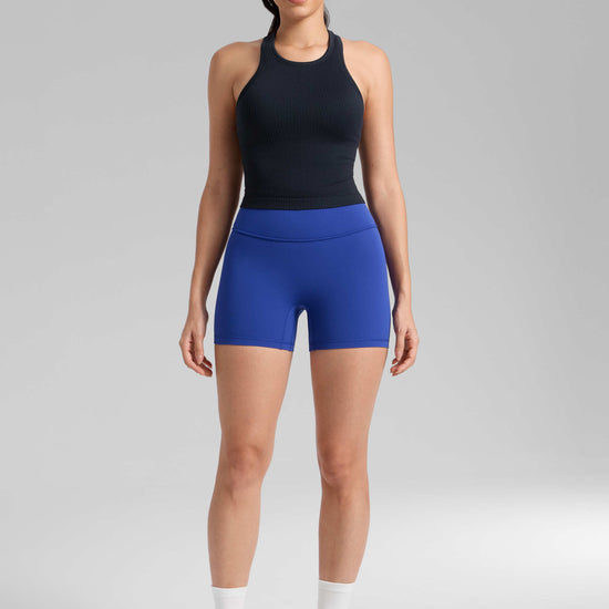 Scrunch Butt Atheletic Workout Biker Shorts Waves Blue
