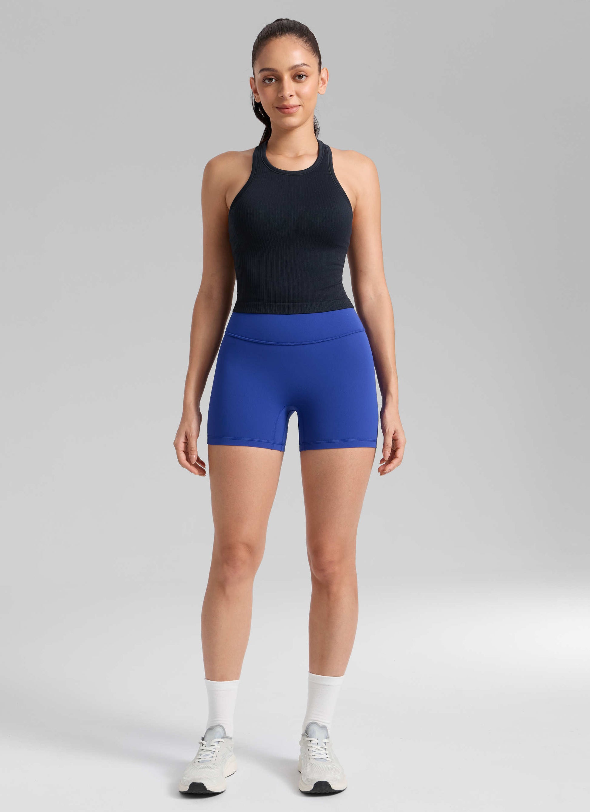Scrunch Butt Atheletic Workout Biker Shorts Waves Blue